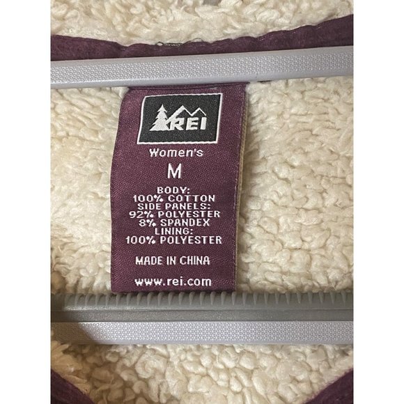 REI Sweater Womens Purple Green Sherpa Lined Hiking Outdoors Casual Ladies Sz M - Picture 6 of 10